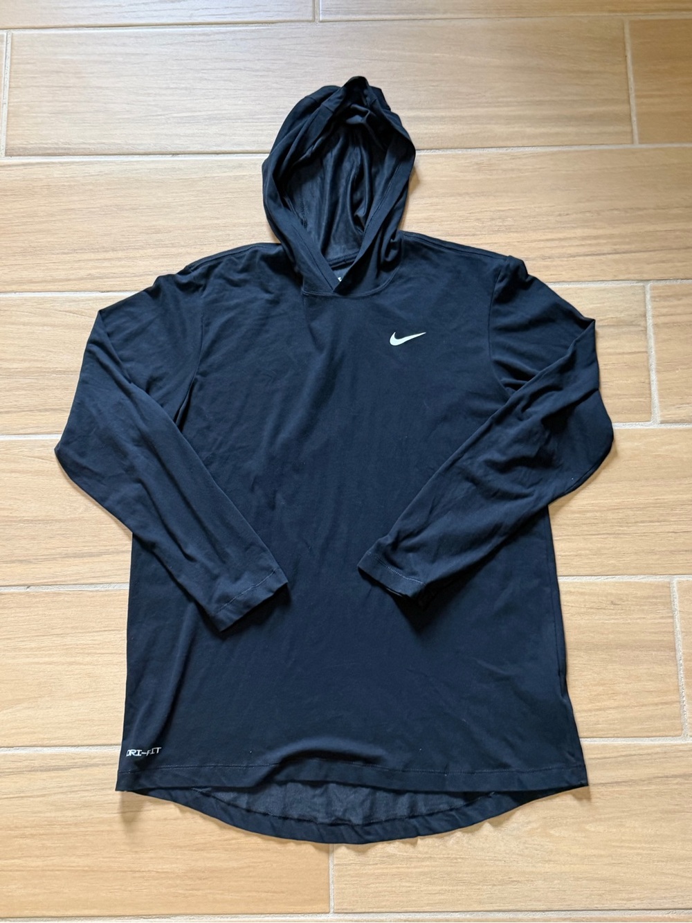 Nike Black Hooded Long-Sleeve Dri-FIT Top